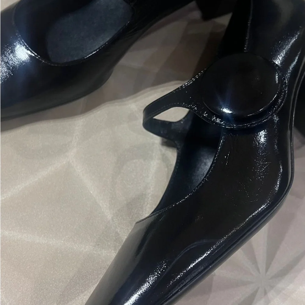AGL Shiny Black Mary Jane Flats leather made in Italy size EU 40